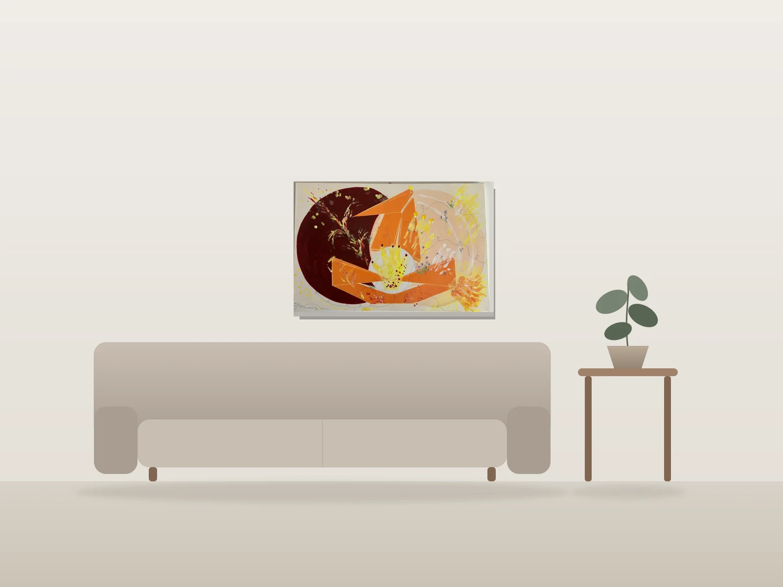 Relief comprimé, by Penelope Rivera shown to scale in a room
