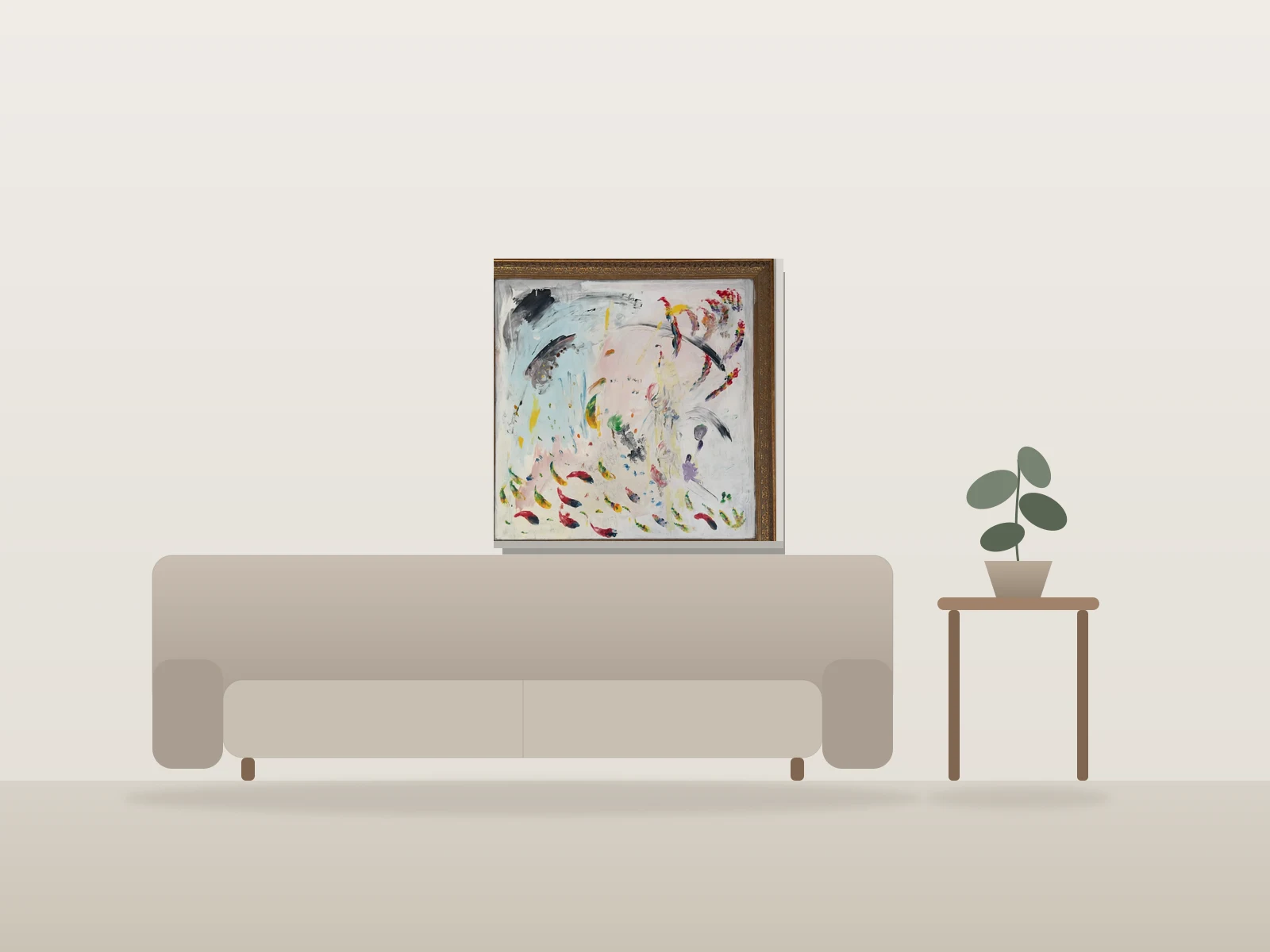 À l'intérieur by Penelope Rivera shown to scale in a room