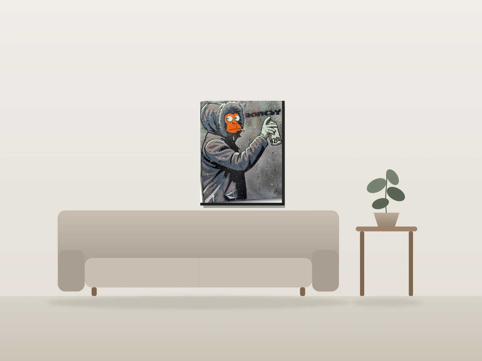 Banksy sans Banksy by m42 shown to scale in a room