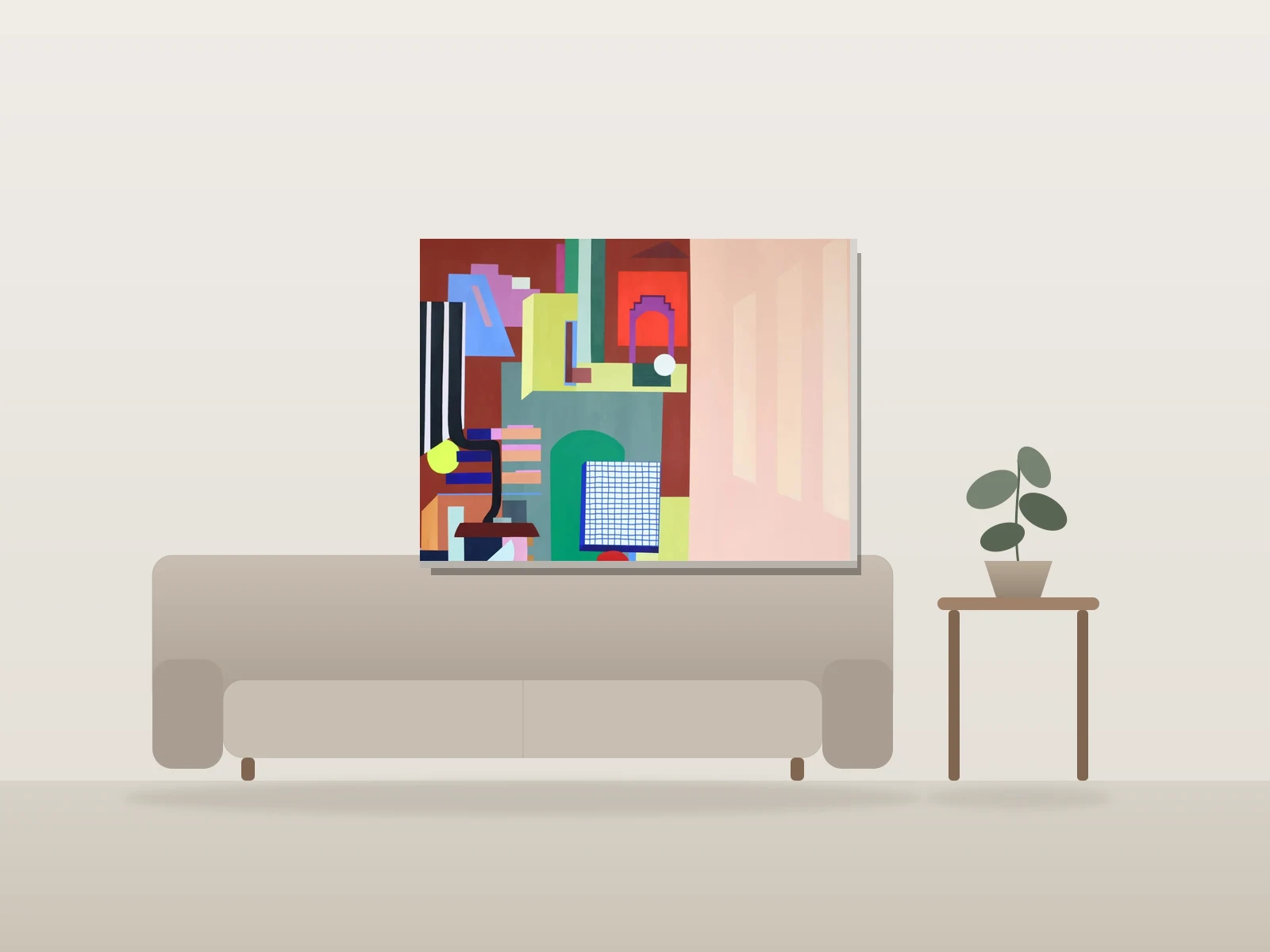 Espace recomposé by Sherazade Perron shown to scale in a room