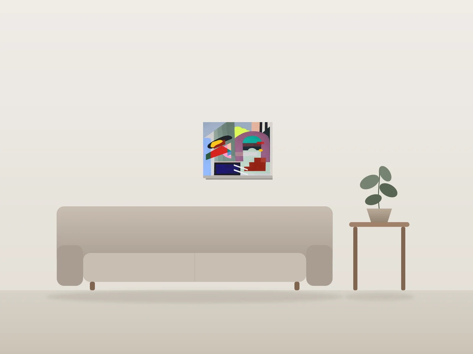 Vendredi pm by Sherazade Perron shown to scale in a room