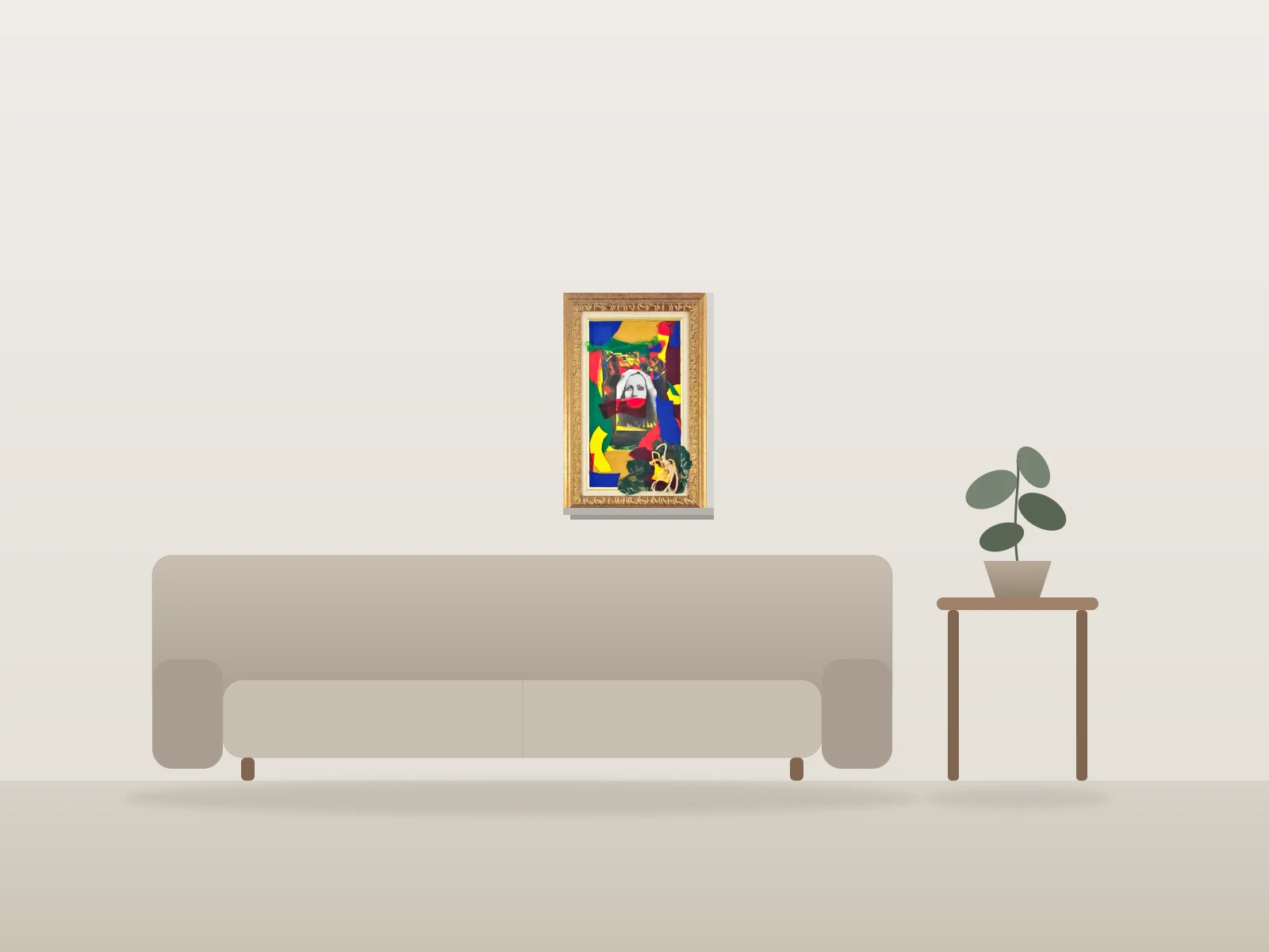 Après l'image by Sherazade Perron shown to scale in a room