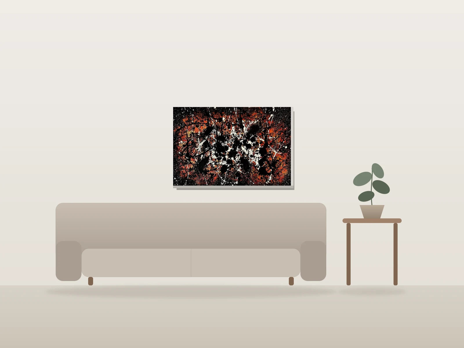 Galaxie rouge by Charles Drapeau shown to scale in a room