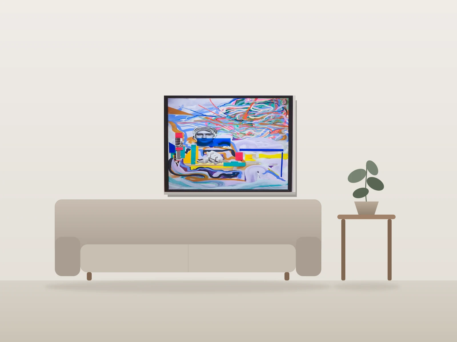 Le temps qui s'accroche by Sherazade Perron shown to scale in a room