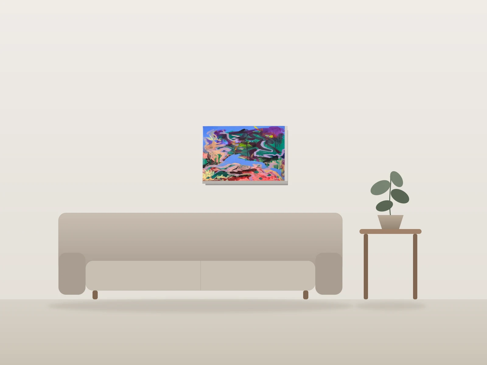 Méandres by Sherazade Perron shown to scale in a room