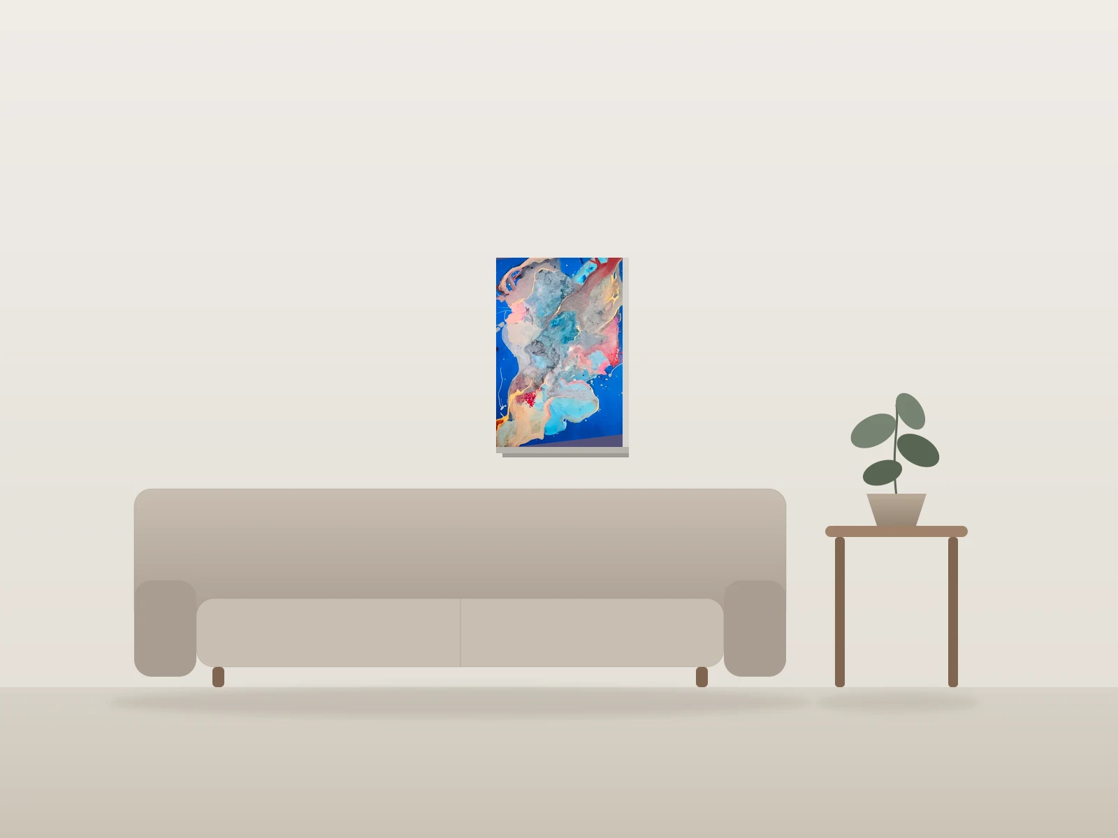 Nébuleuse by Sherazade Perron shown to scale in a room