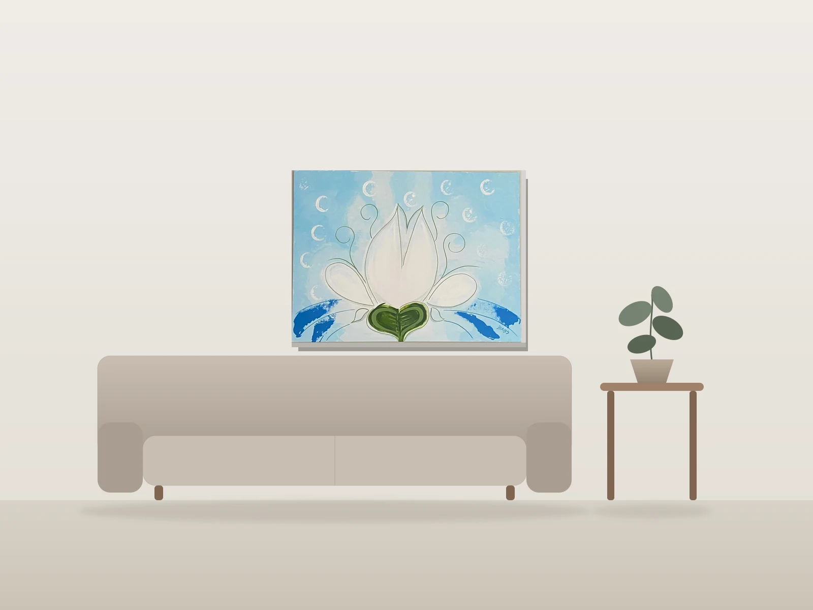 Fleur de Mai by BABS shown to scale in a room