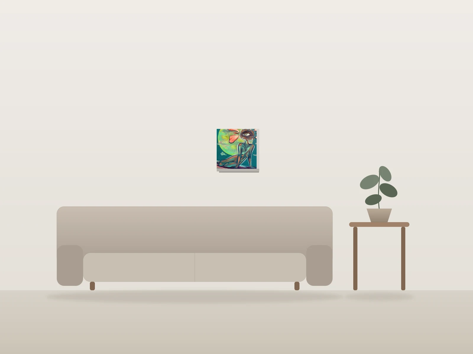 SoulFlower - Moon by Ricky Flamme shown to scale in a room