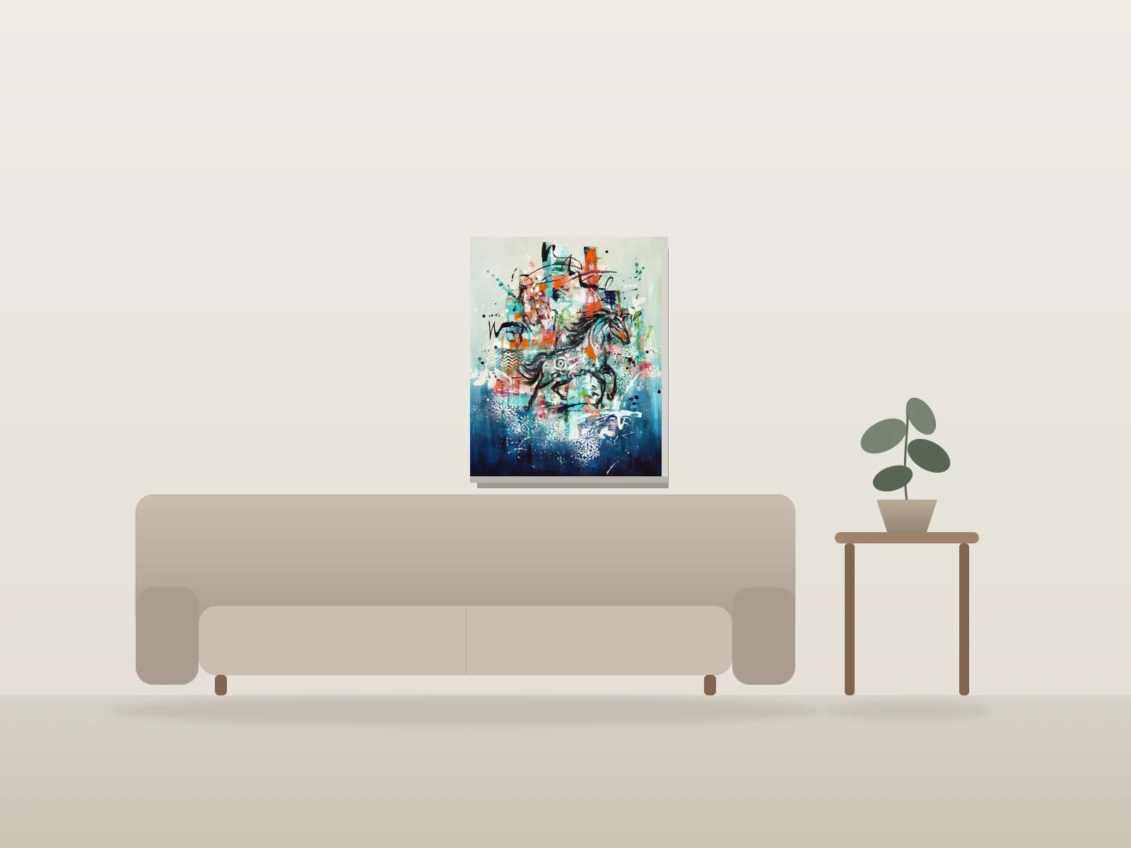 Murmure sauvage X by Angela Bisson shown to scale in a room