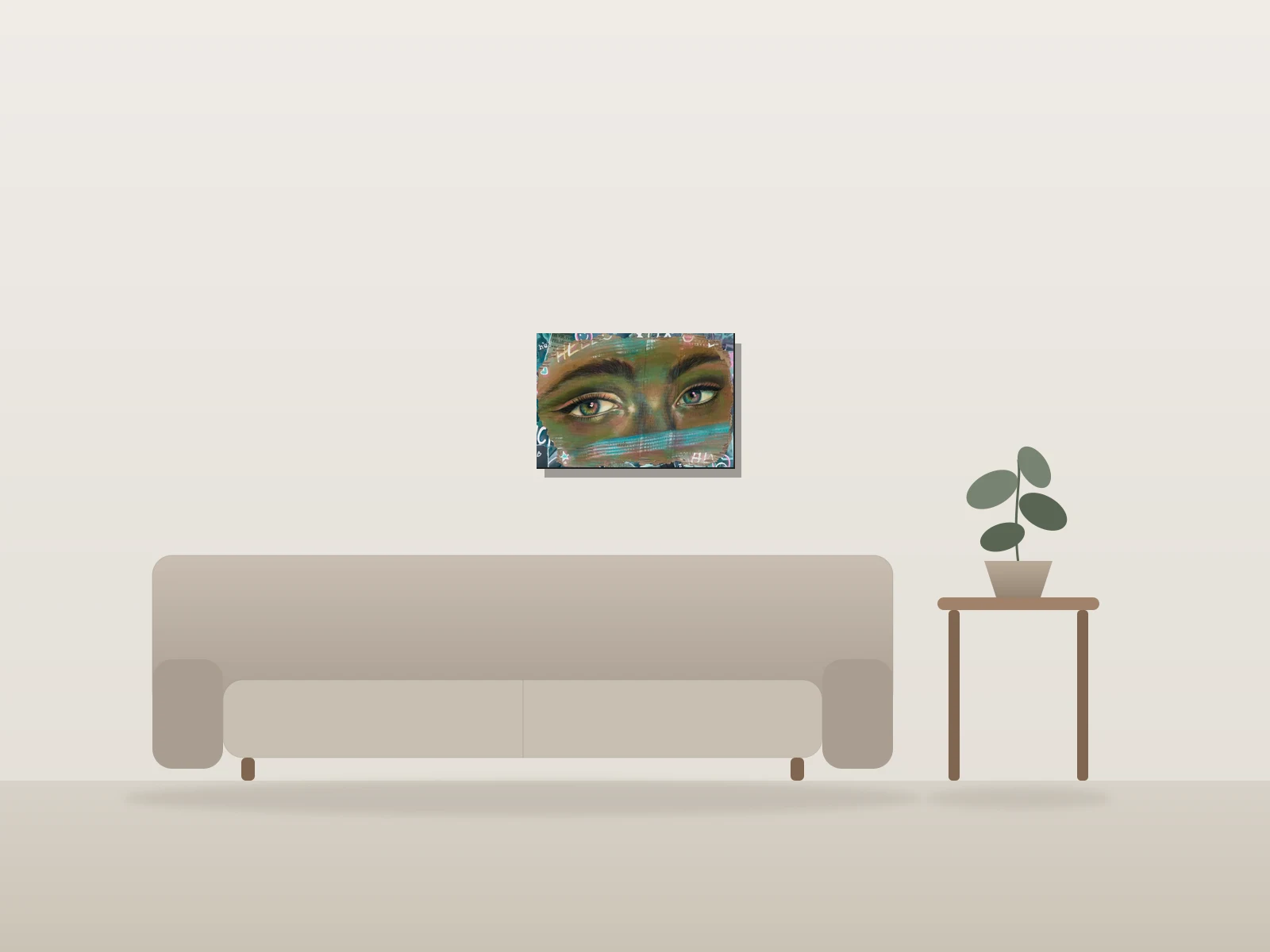 Kira by Ricky Flamme shown to scale in a room