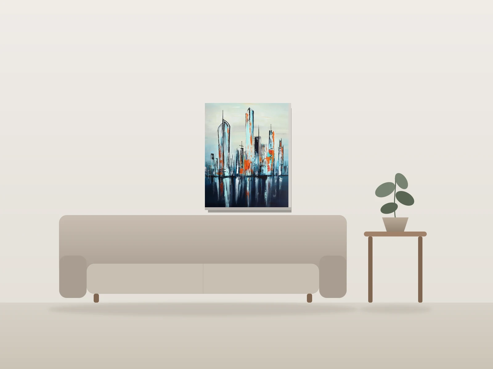 Uptown 32 (VENDU) by Angela Bisson shown to scale in a room