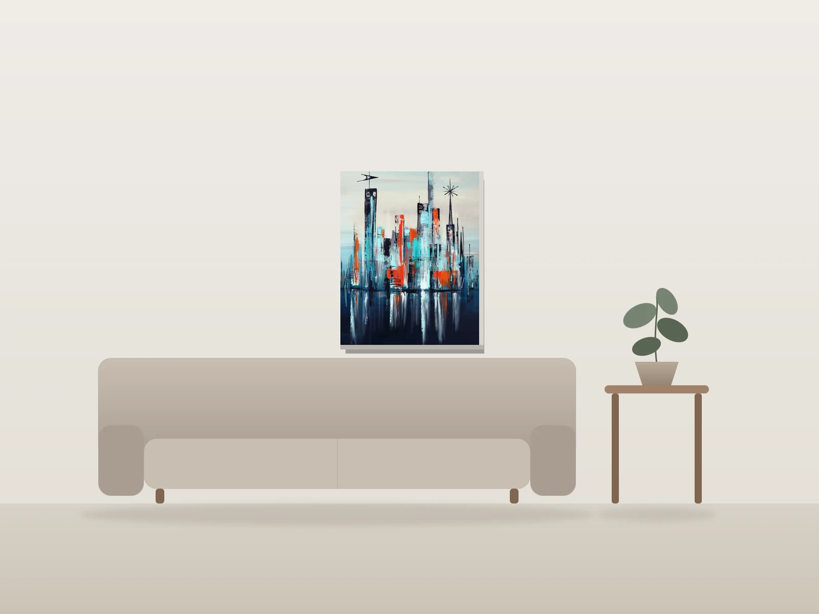 Uptown 33 (VENDU) by Angela Bisson shown to scale in a room