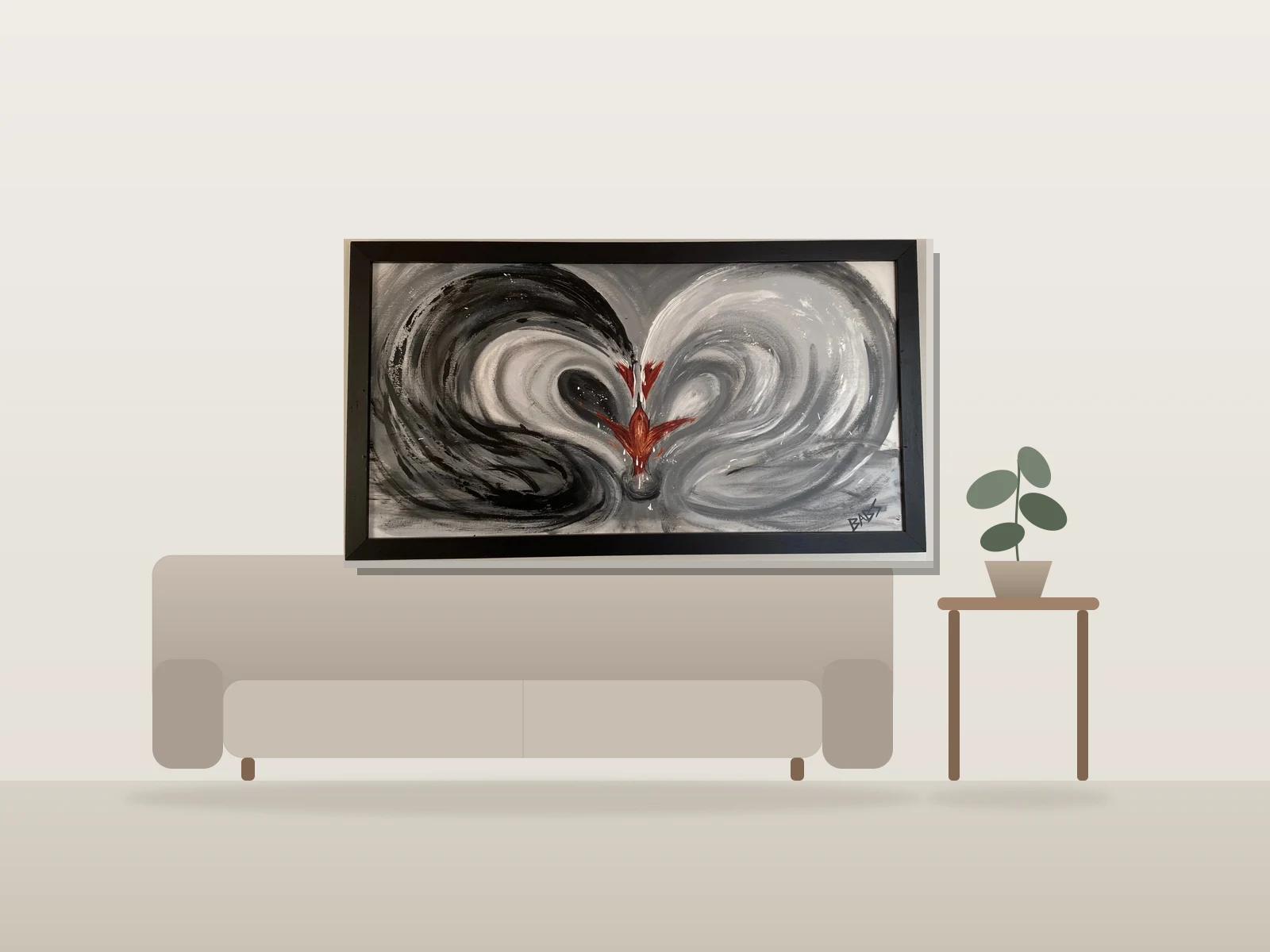 Deux by BABS shown to scale in a room