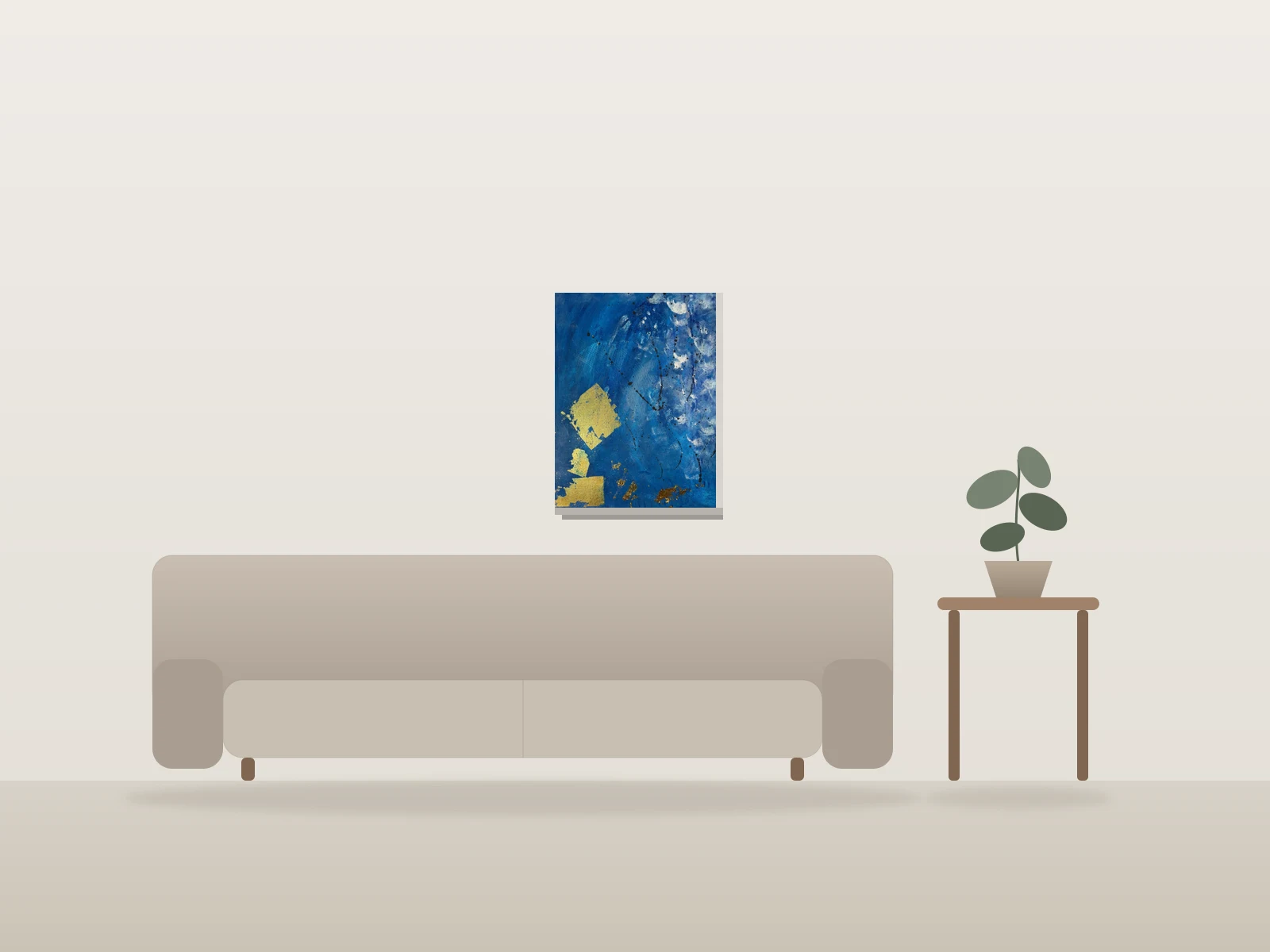 Rêve azur by Rabab eddahby shown to scale in a room