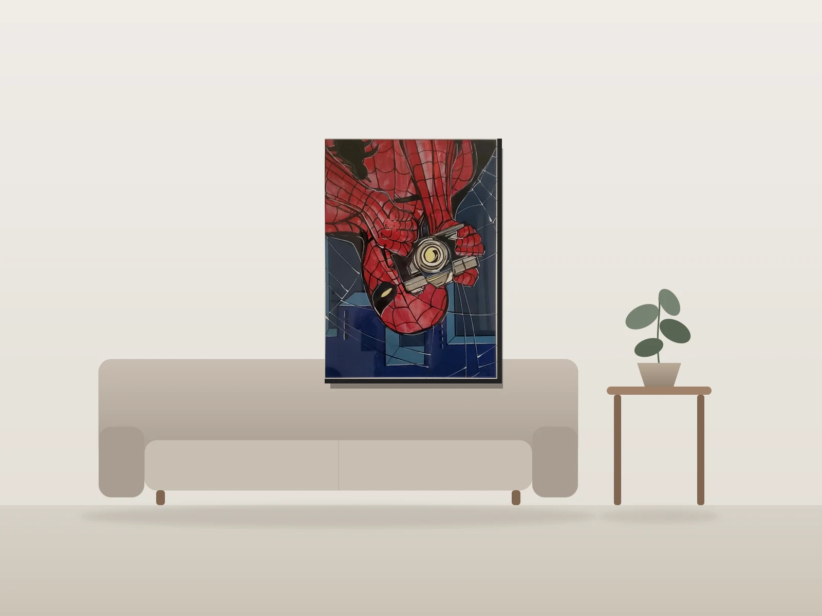 Je t'ai eu ! Par Spider-Man ! by Nic Rage shown to scale in a room