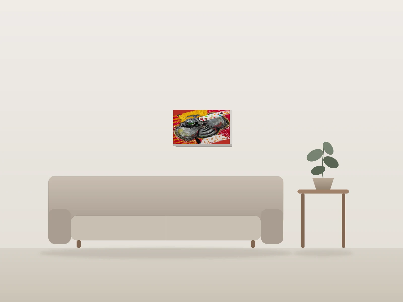 L'ÉTRANGE JOUFFLU by clo shown to scale in a room