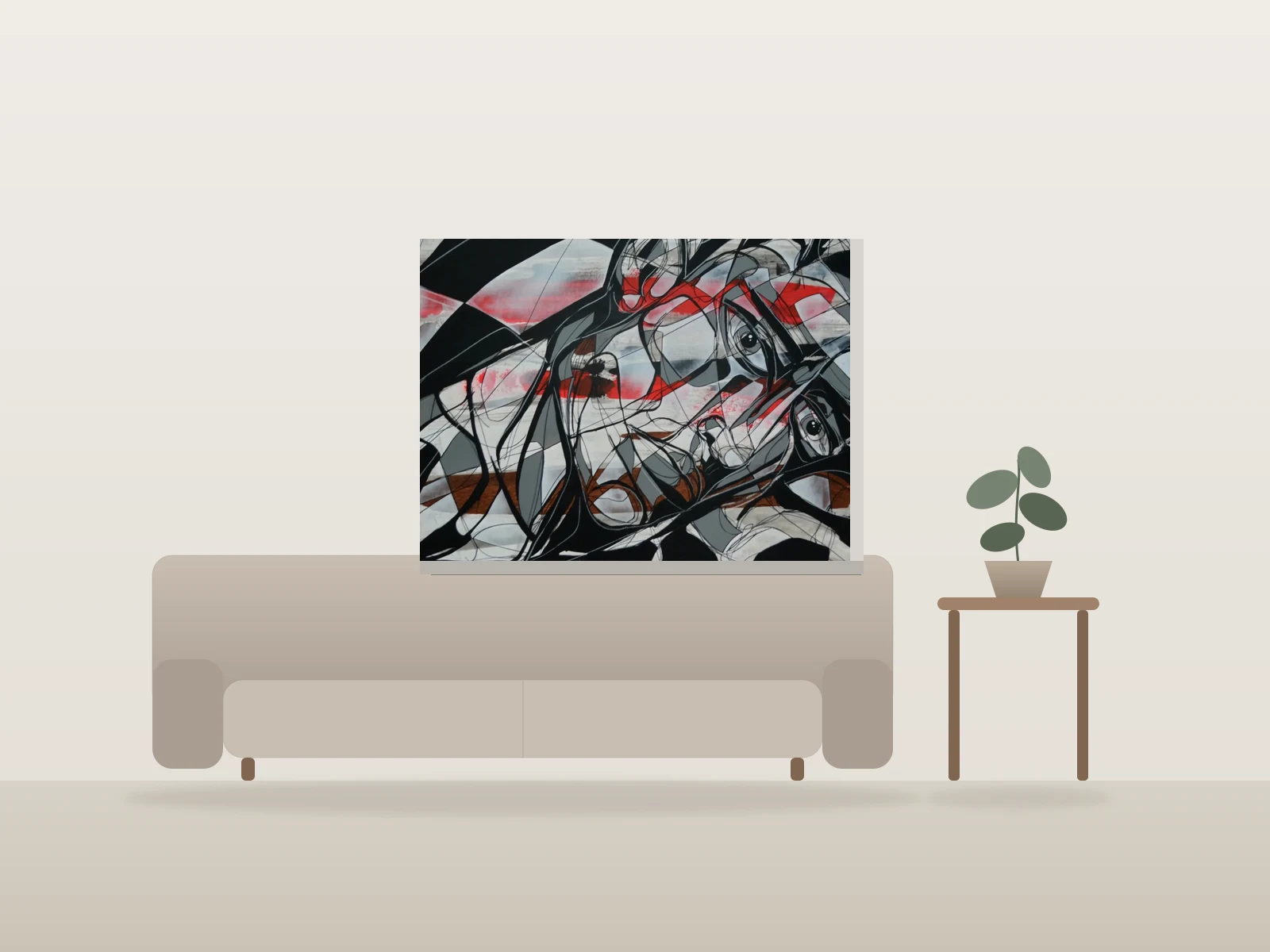 Les songes de l'artiste by Nic Rage shown to scale in a room