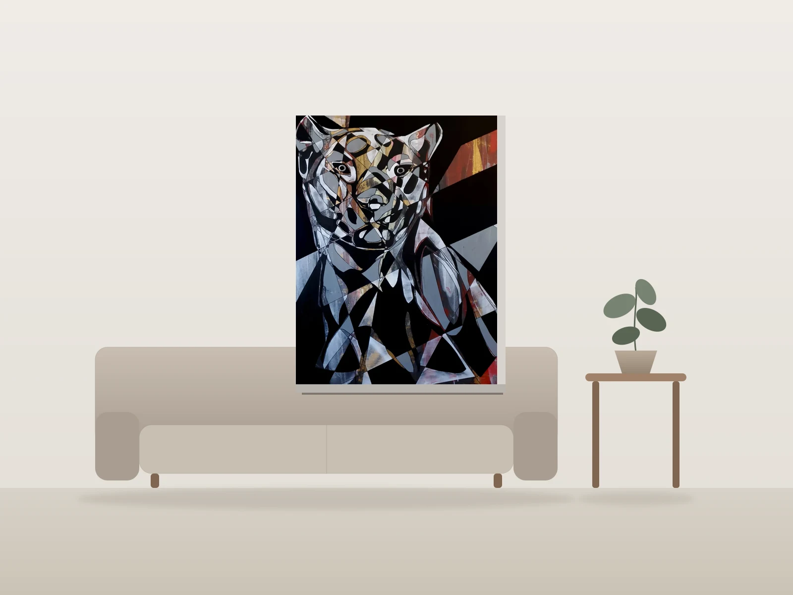 Farouche Liberté by Nic Rage shown to scale in a room