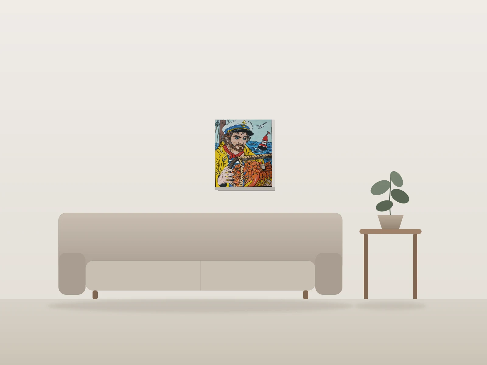 Le jeune capitaine by Rioux artiste shown to scale in a room