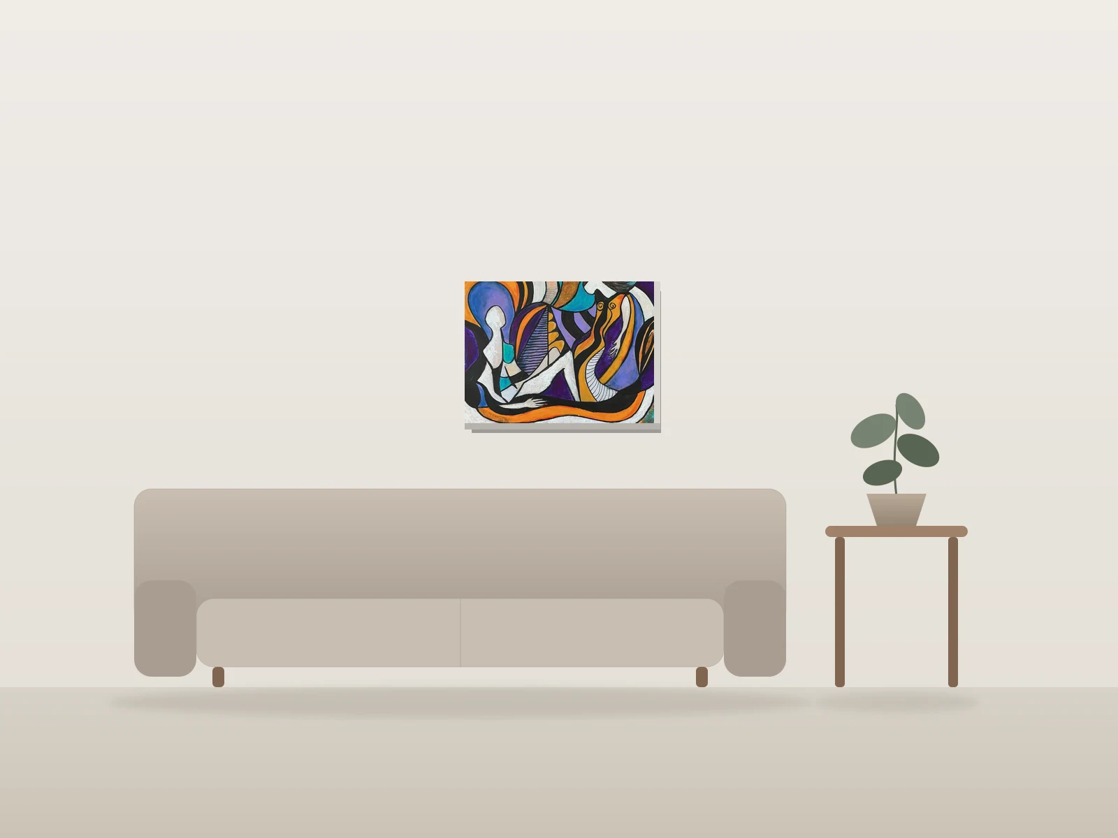Désir by Denise Girard shown to scale in a room