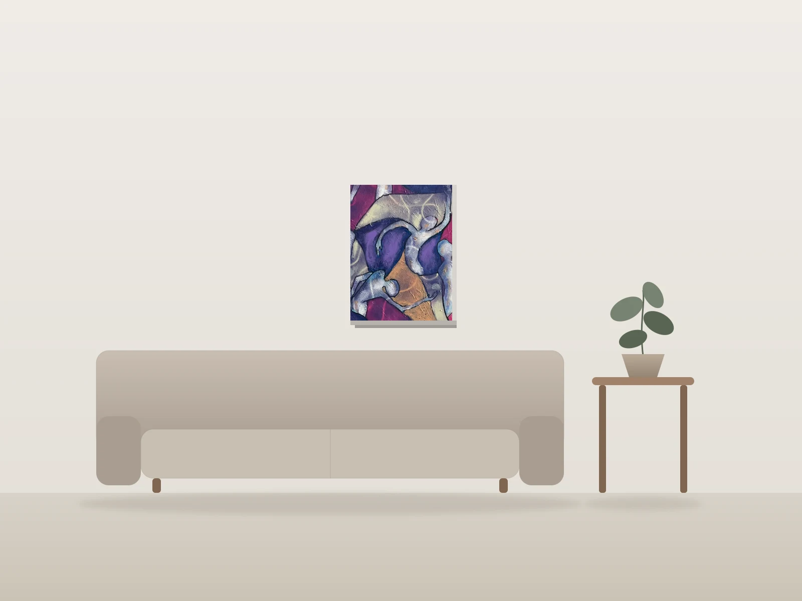 Mouvence by Denise Girard shown to scale in a room
