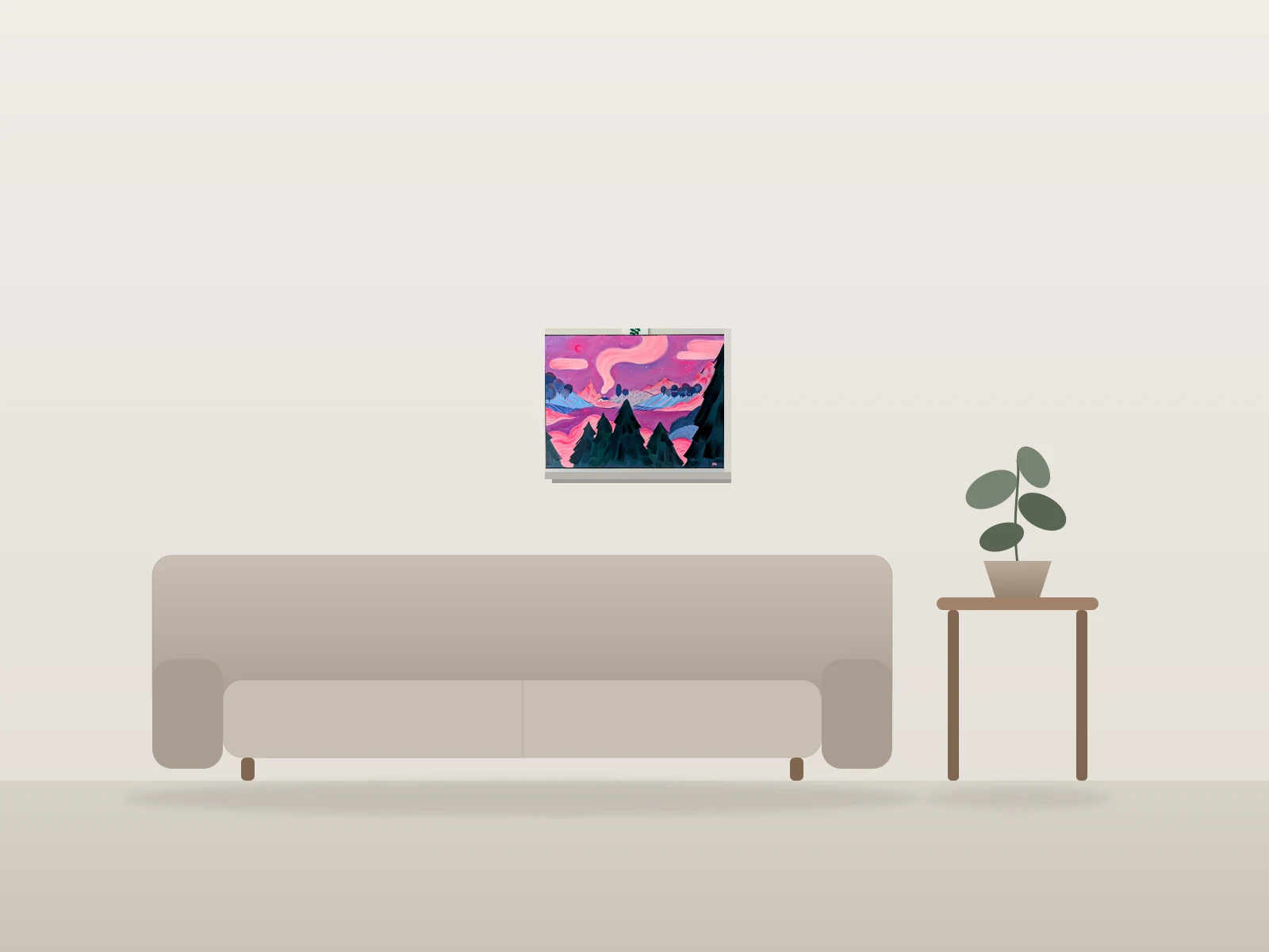 Clair de Lune by Arimazo shown to scale in a room