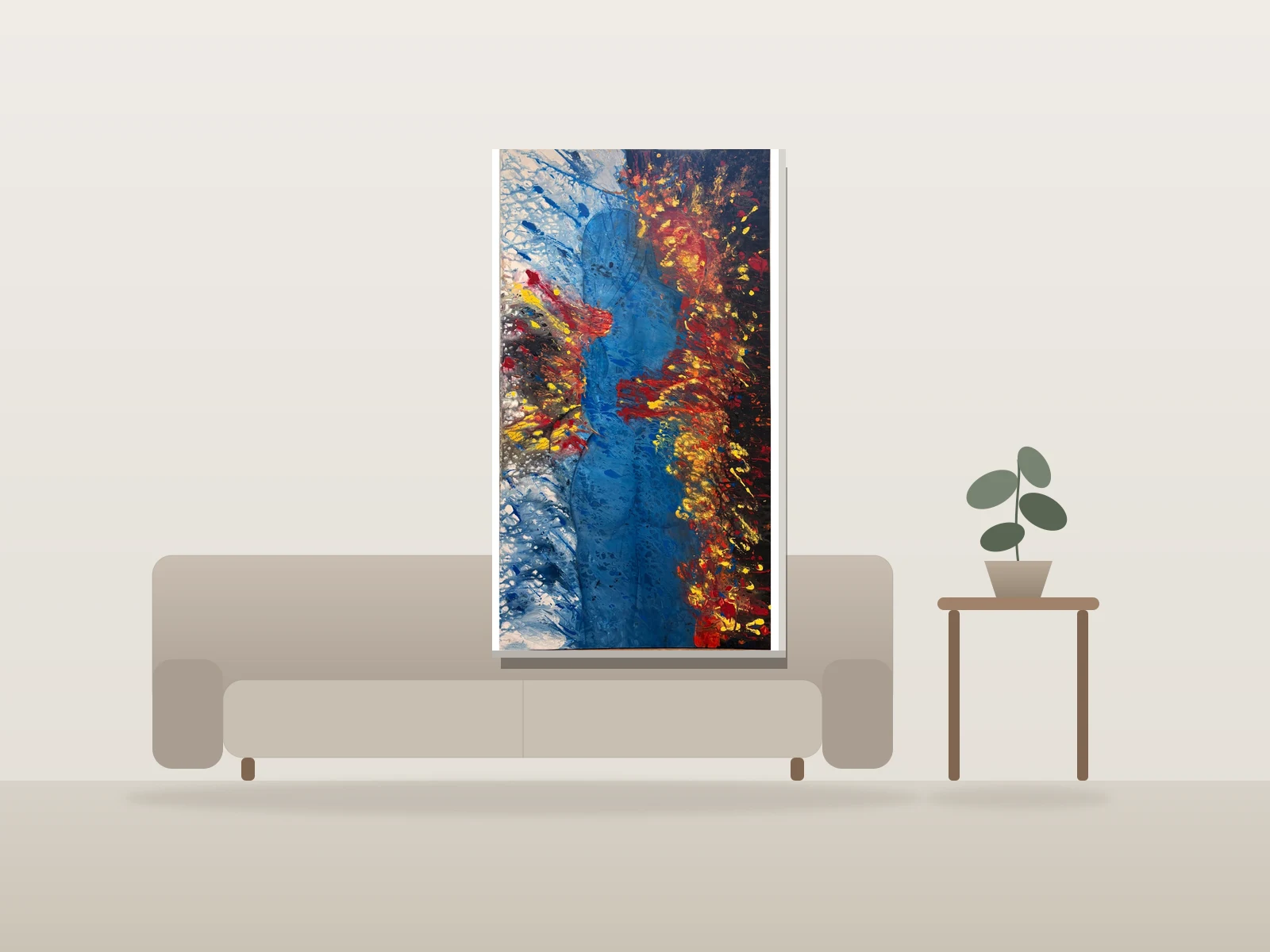 C’est compliqué by Brigitte Duchesne shown to scale in a room