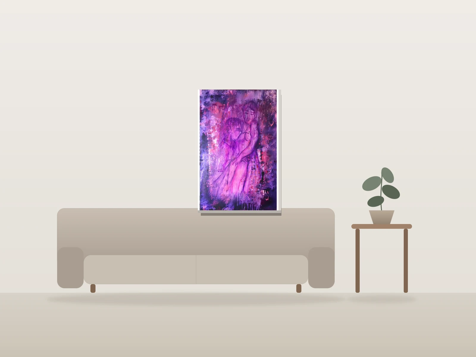 Indécence by Brigitte Duchesne shown to scale in a room
