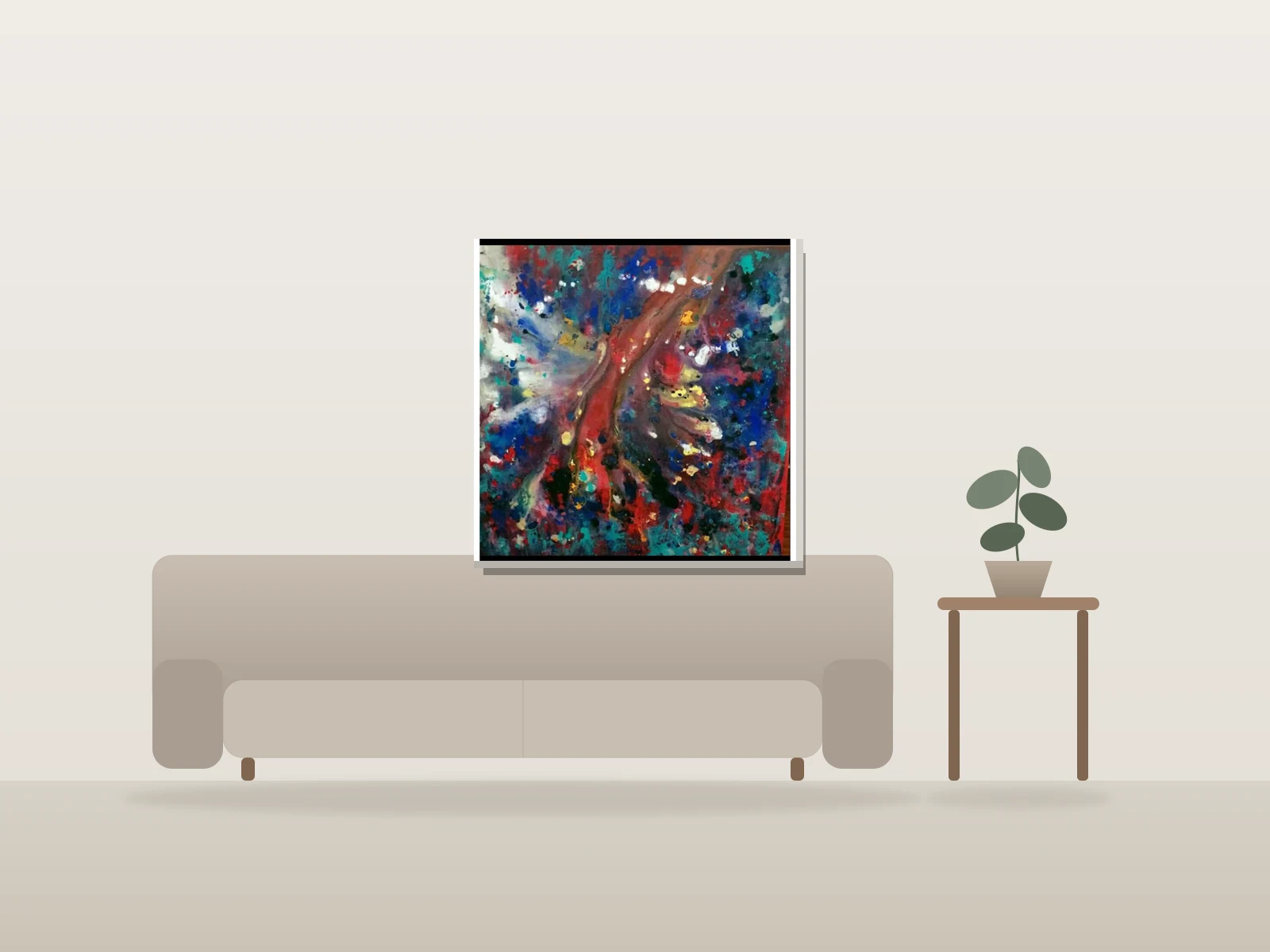 Flamenco by Brigitte Duchesne shown to scale in a room