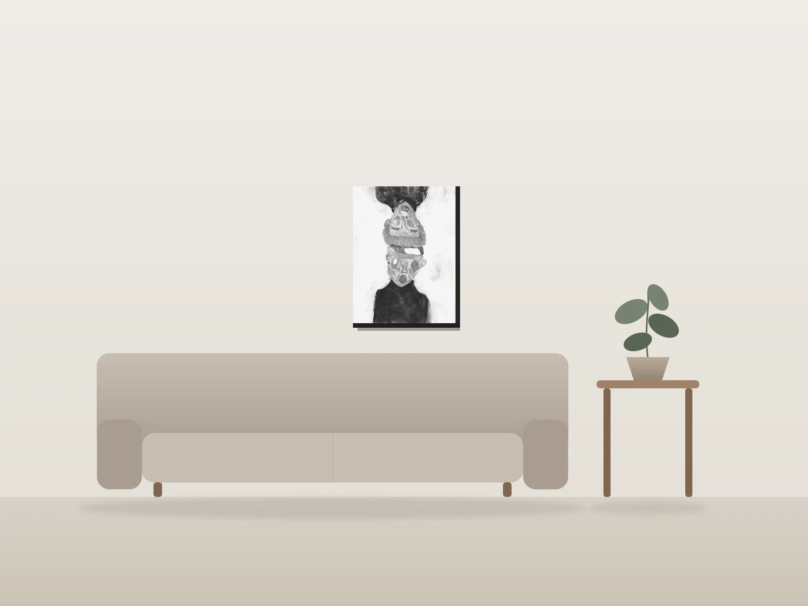Momento Manifesto (Framed) by Maii Michaella Miatti Fallara shown to scale in a room