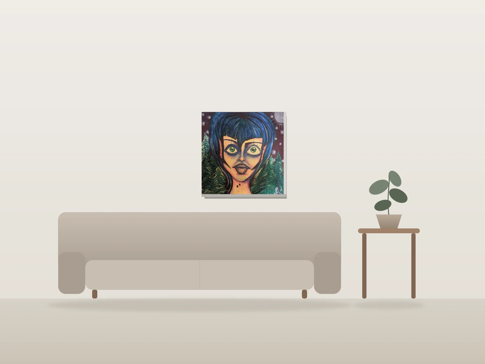 «Lycanthrope» by Miss.de Chevigny shown to scale in a room