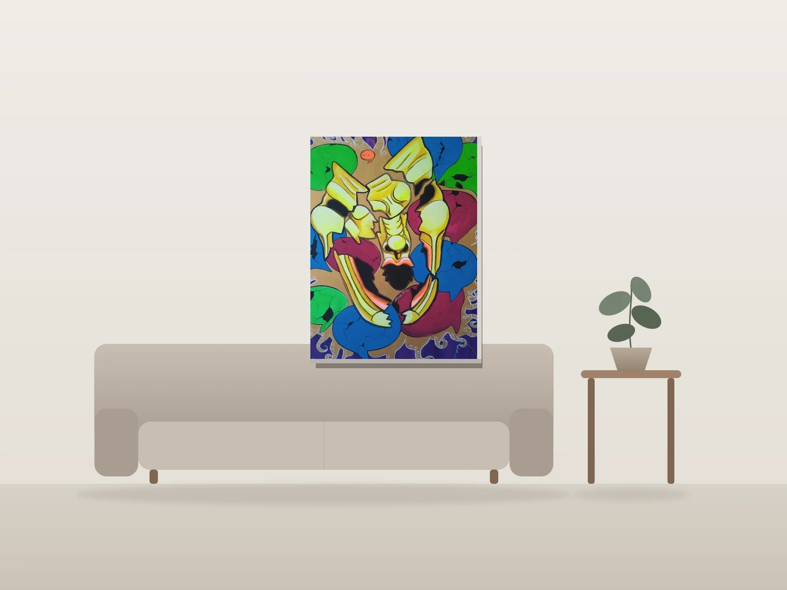 Confiance brisée by Atica Colors shown to scale in a room