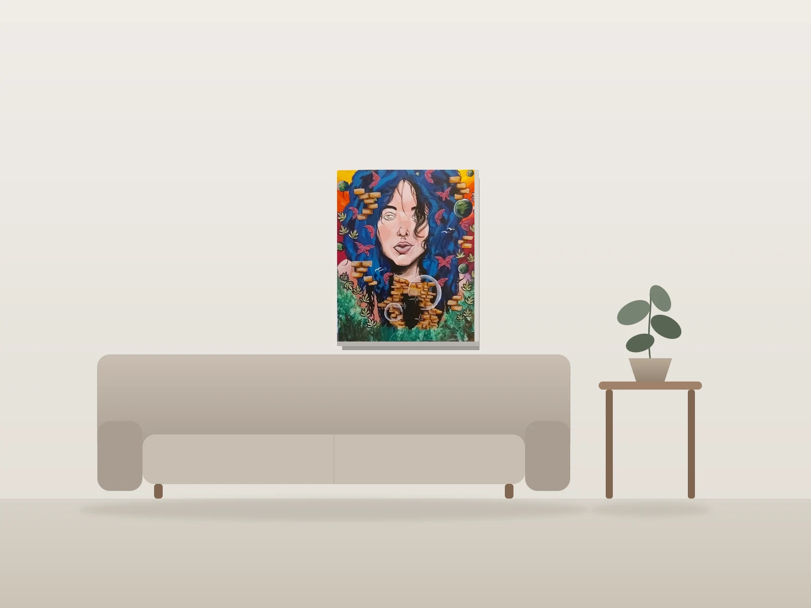 La femme des secrets by Atica Colors shown to scale in a room