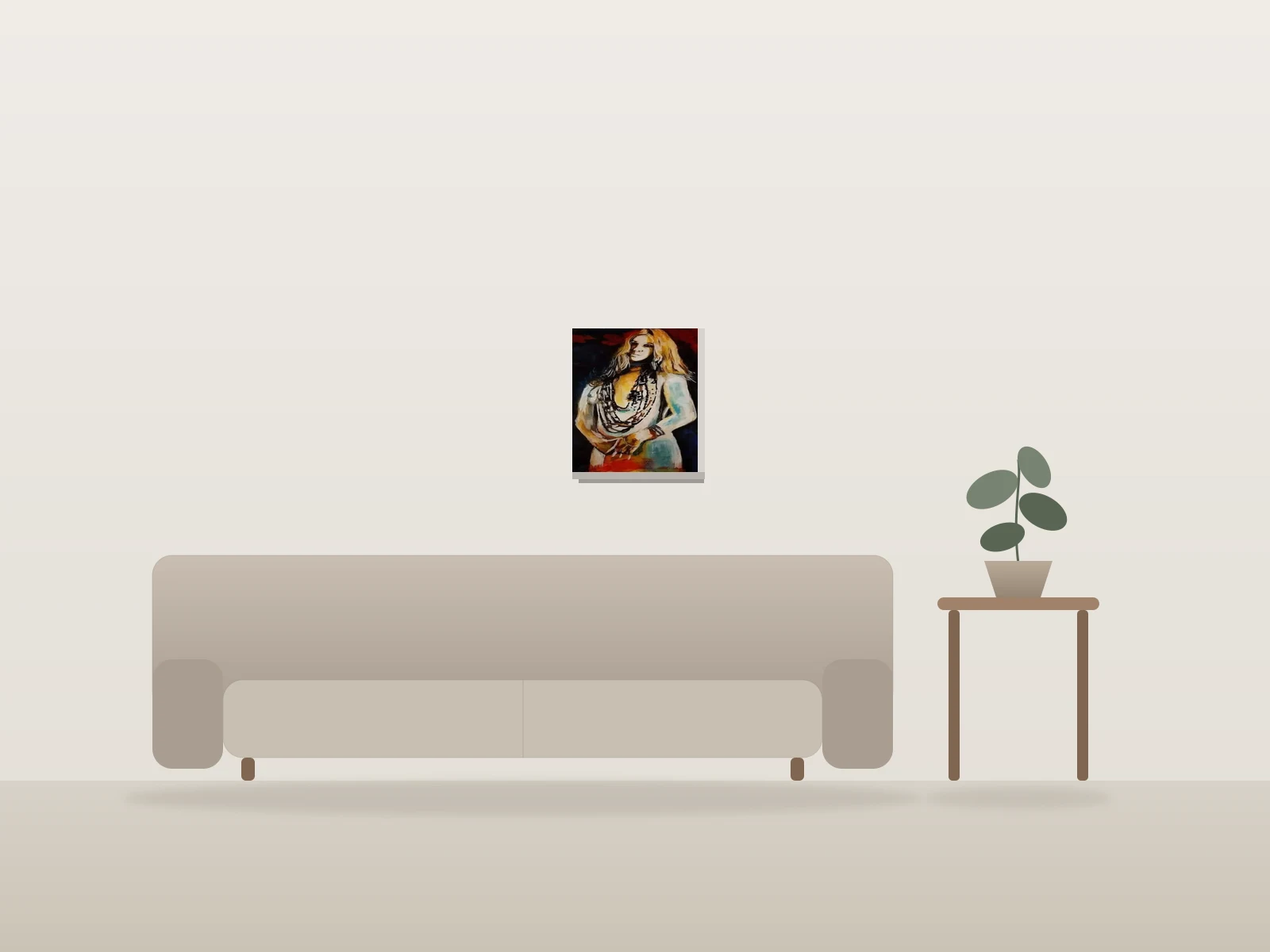 Janis by LG RockArt shown to scale in a room