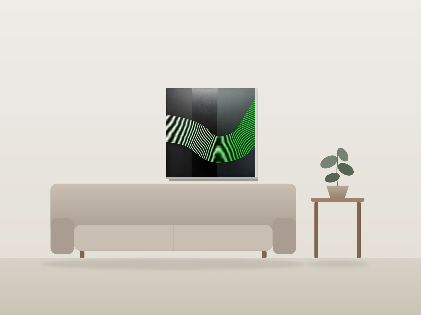 Electric Arc 2 by MK Lavigne shown to scale in a room