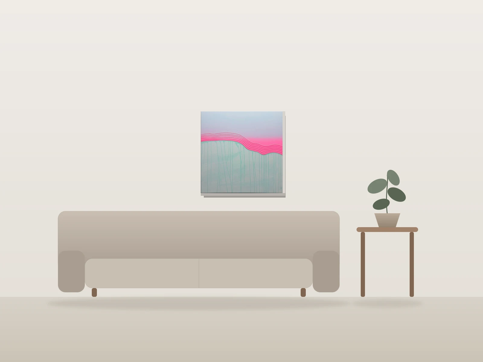 Cotton Candy by MK Lavigne shown to scale in a room
