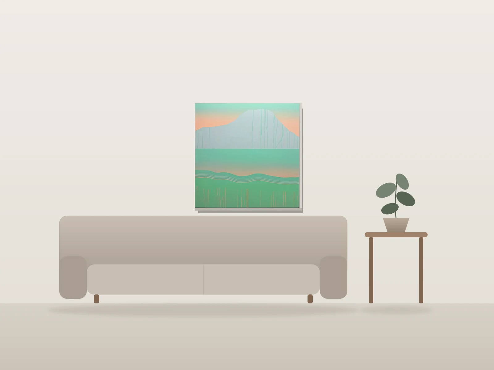 Glacier by MK Lavigne shown to scale in a room
