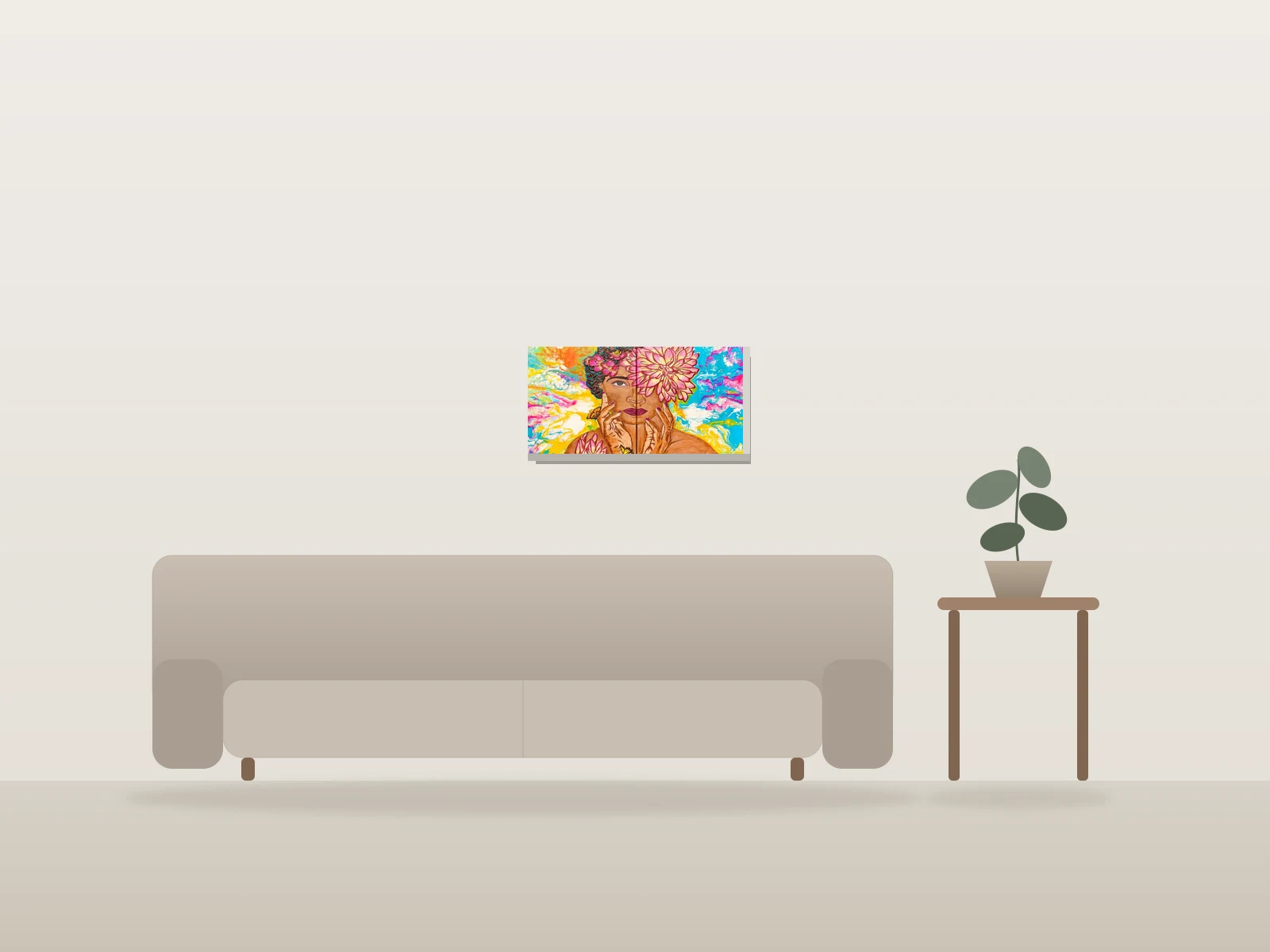 Dualité by Textures et reliefs shown to scale in a room