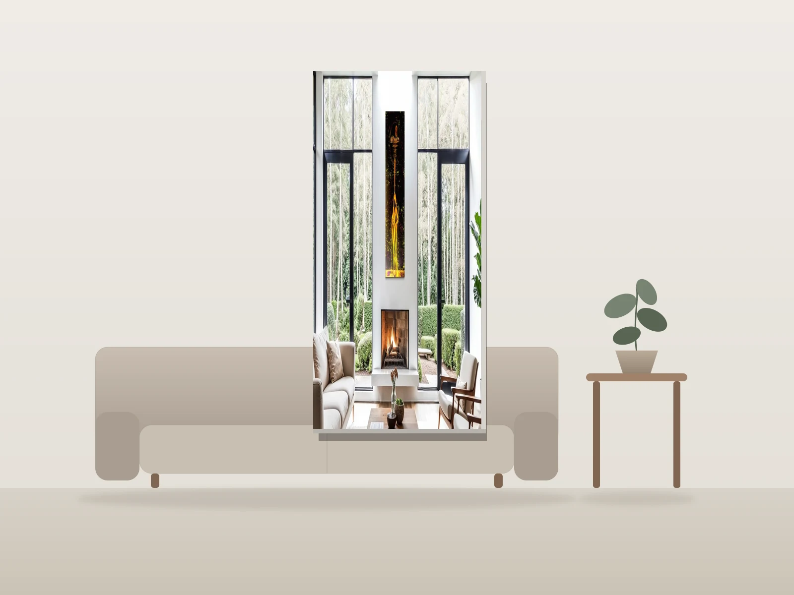 L’Énigme by Textures et reliefs shown to scale in a room