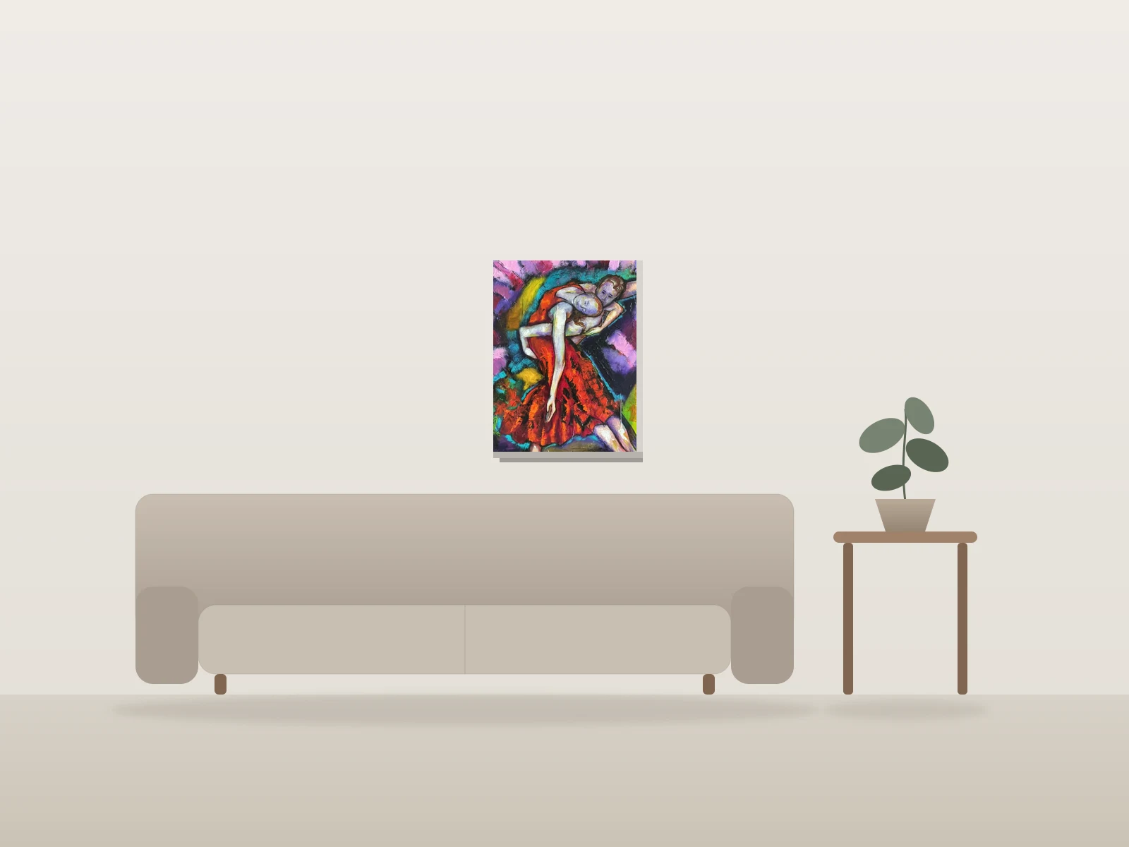 Contredanse by Denise Girard shown to scale in a room