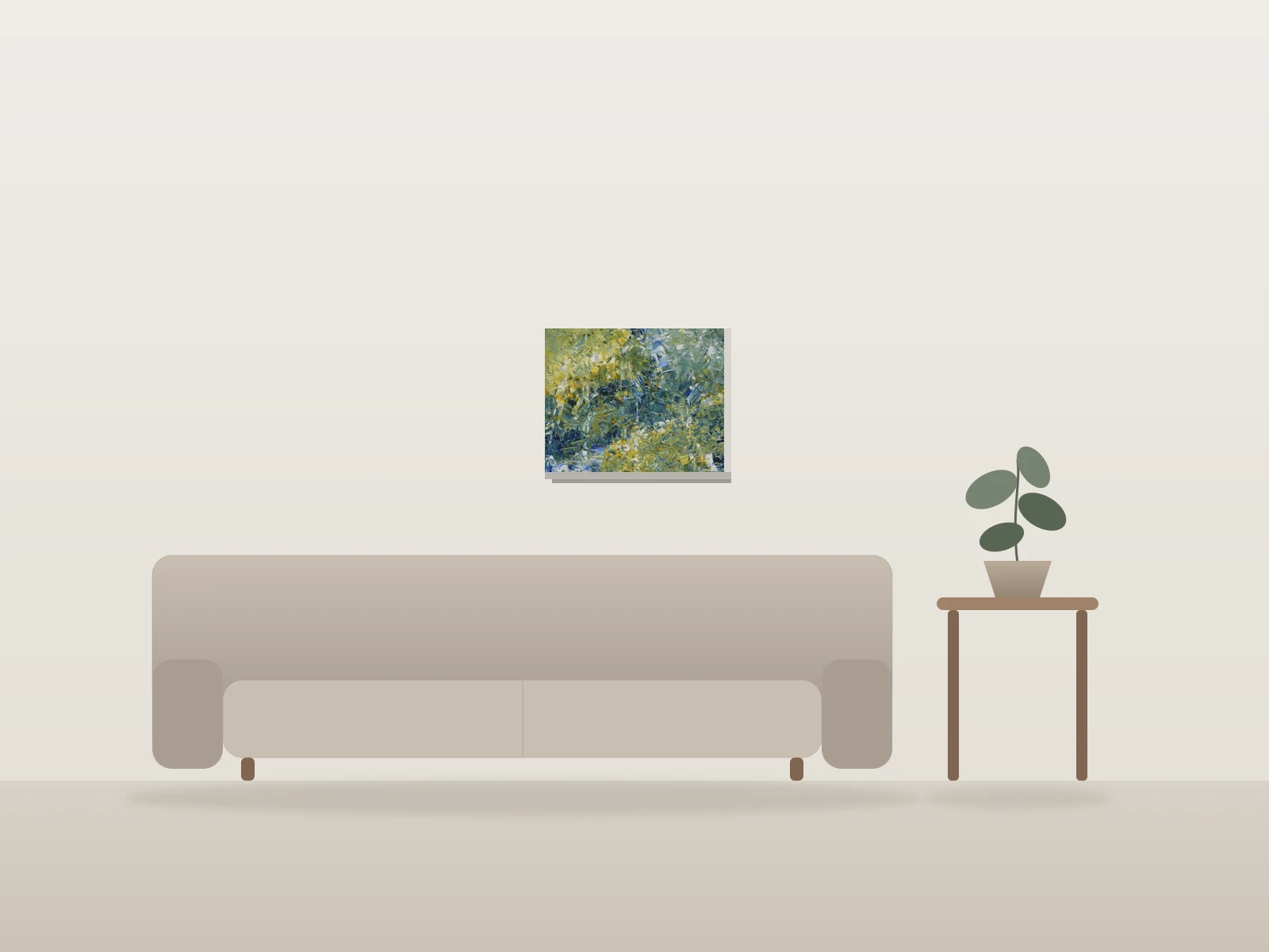 Champ de rêves by Antoine Khanji shown to scale in a room