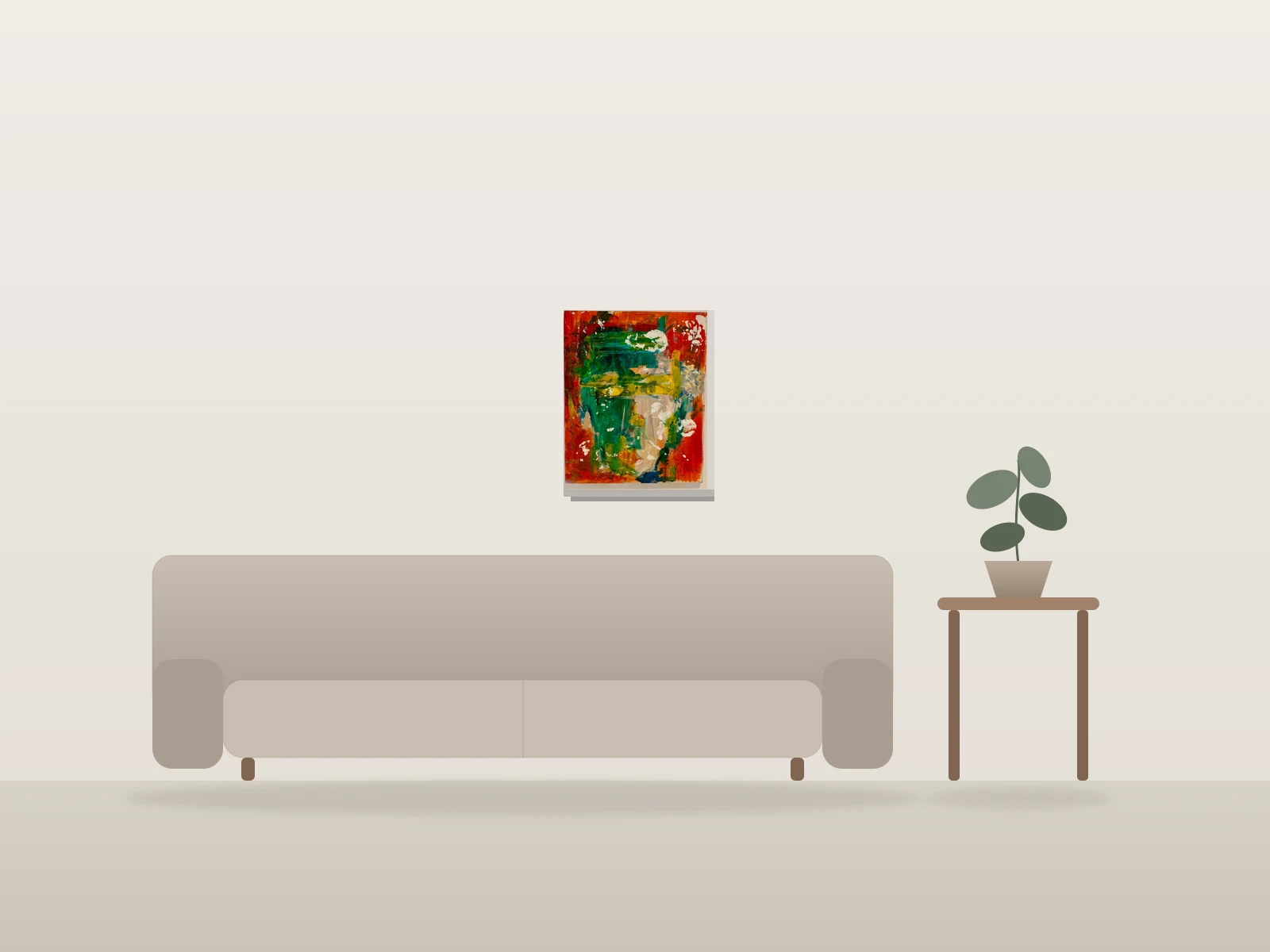 Inconnu by Melen shown to scale in a room