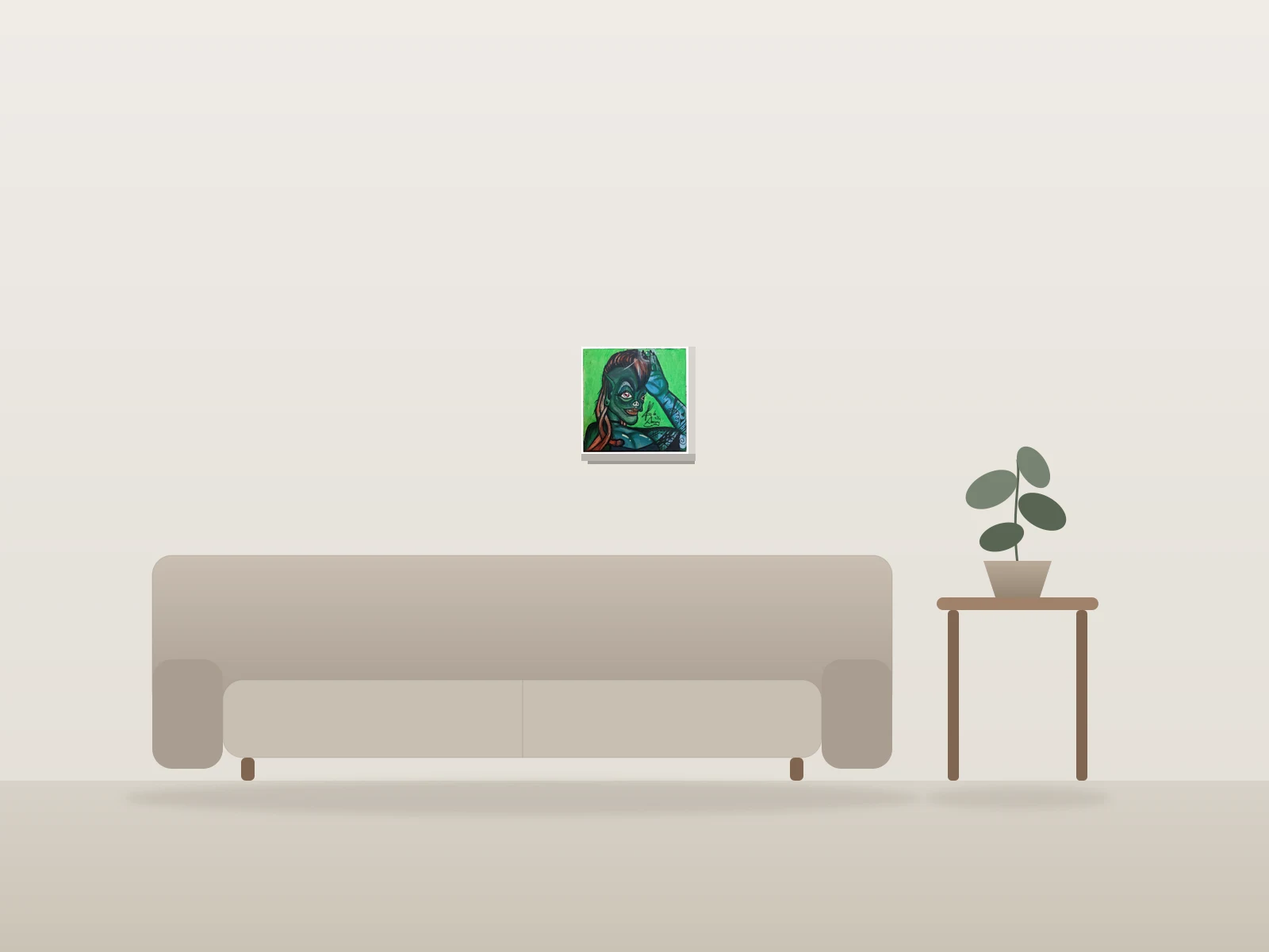 «Rub Zombitch» by Miss.de Chevigny shown to scale in a room