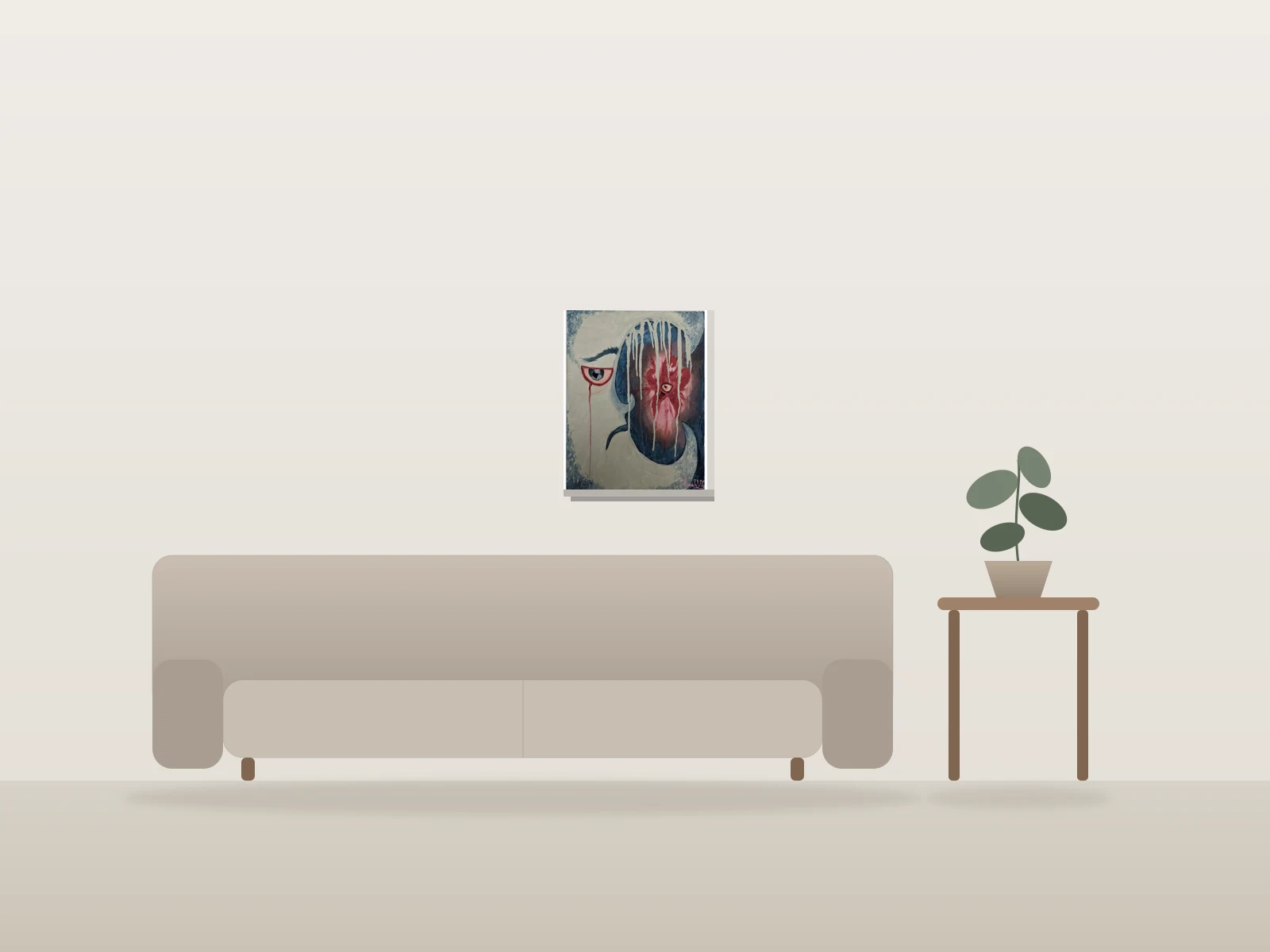 «Grippe Lunaire» by Miss.de Chevigny shown to scale in a room