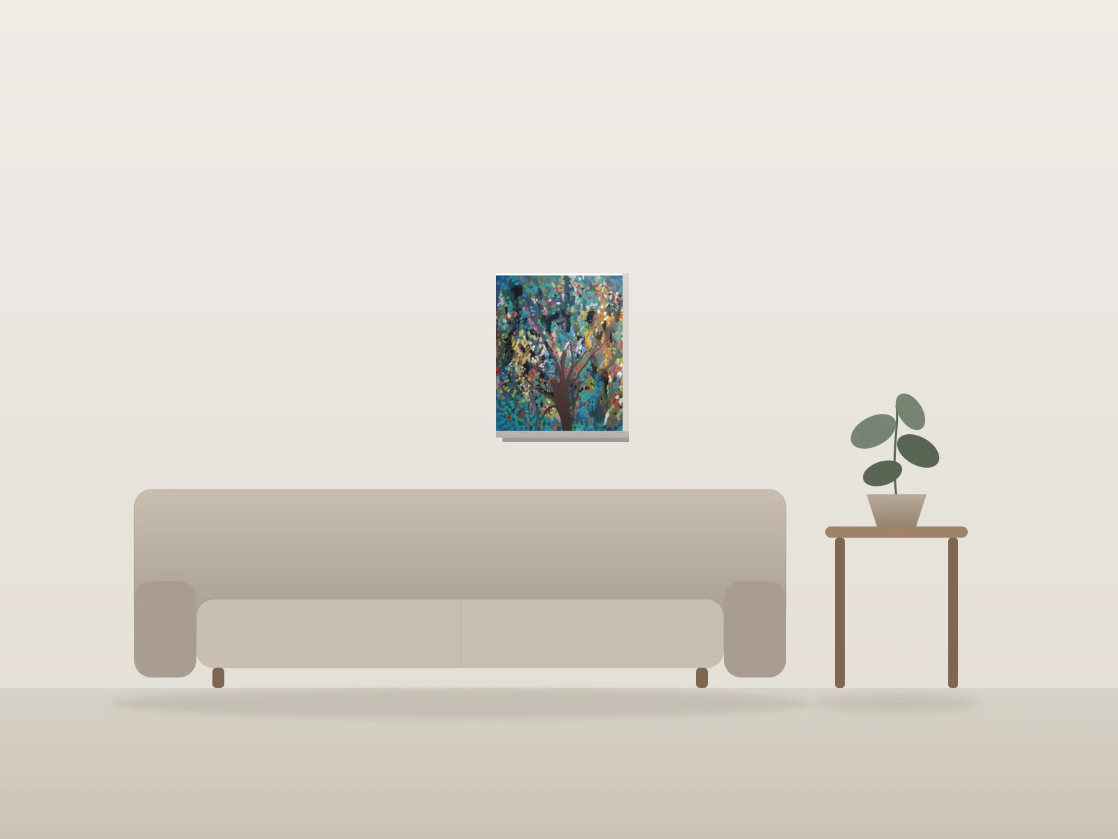 Arbre lumineux by Chloé LB shown to scale in a room