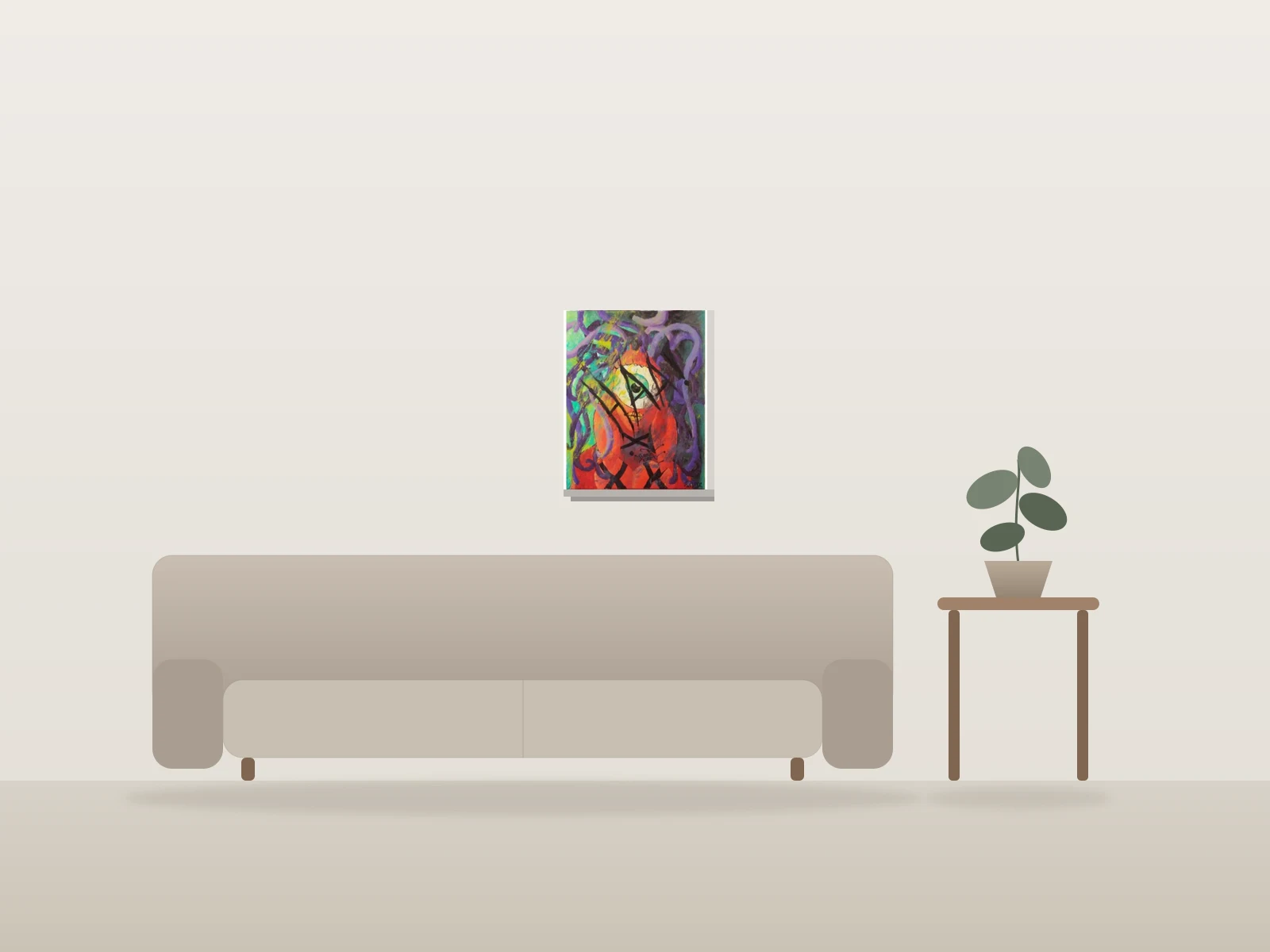 «Aspie» by Miss.de Chevigny shown to scale in a room