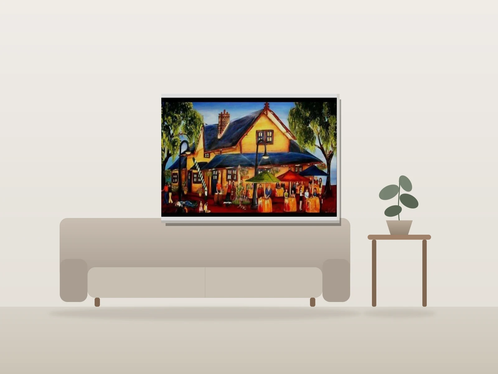 Réunion Familiale by Brigitte Duchesne shown to scale in a room