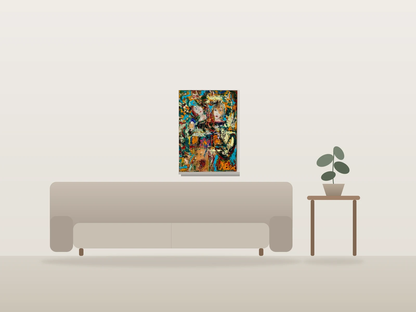 Autoportrait #1 by Melen shown to scale in a room