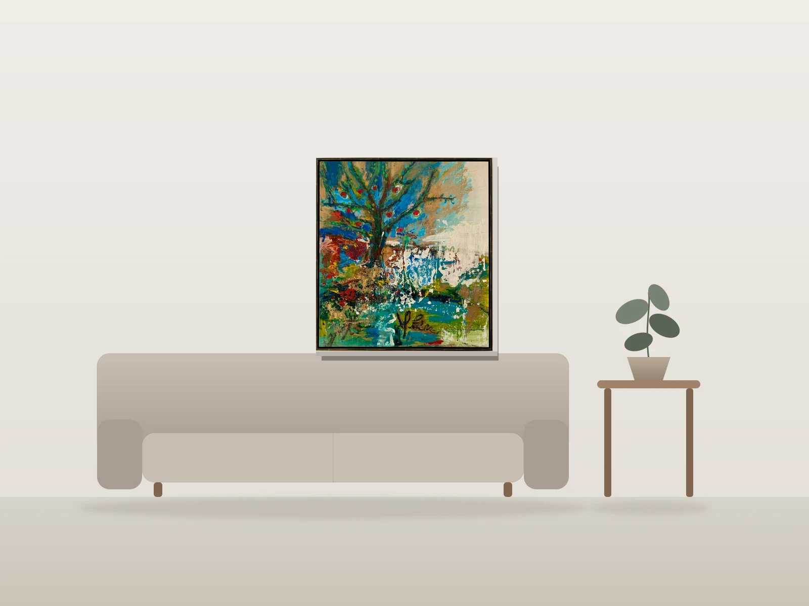 Arbre de vie by Melen shown to scale in a room