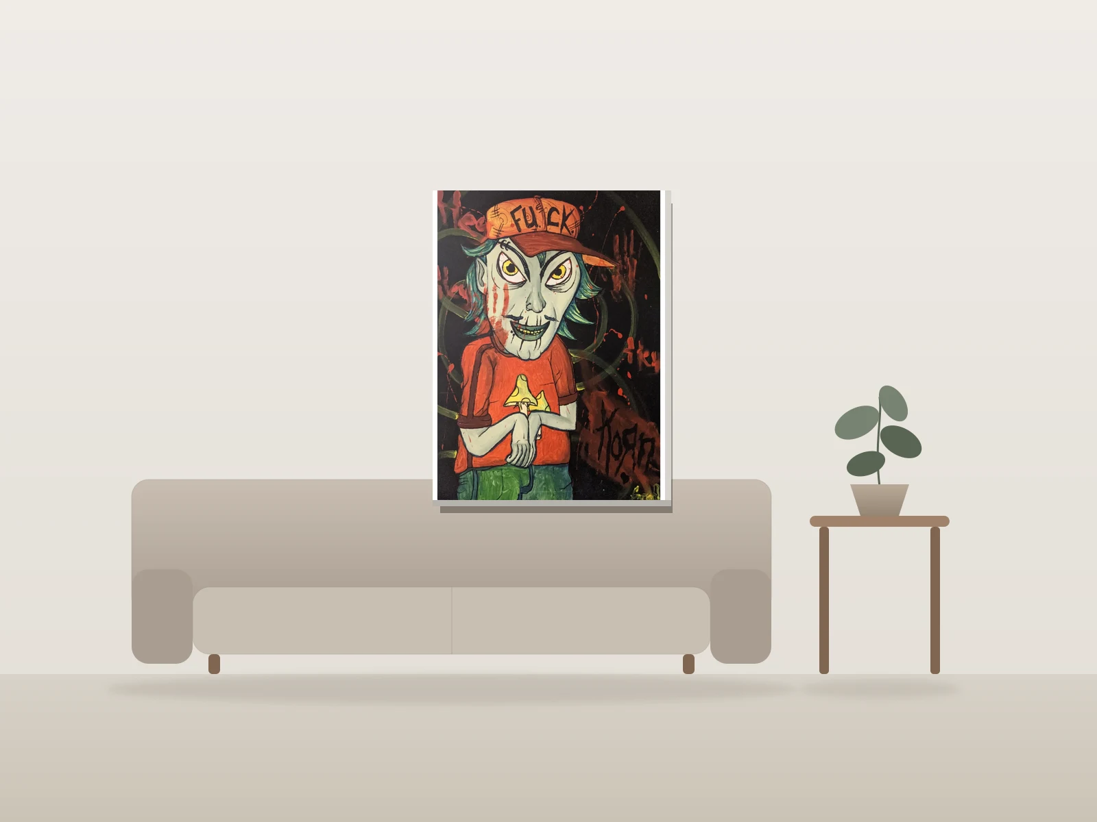 «Pop Korn» by Miss.de Chevigny shown to scale in a room